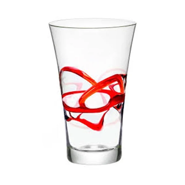 Bormioli Rocco Ceralacca Tumbler Handmade Soda Line Glass 380ml (Pack of  6pcs) Red - Luxofood