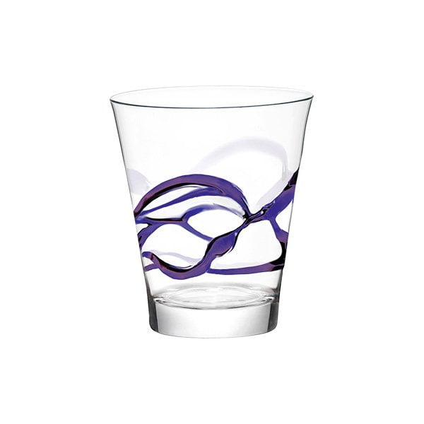 Bormioli rocco ceralacca tumbler handmade soda line glass 385ml pack of 6pcs purple