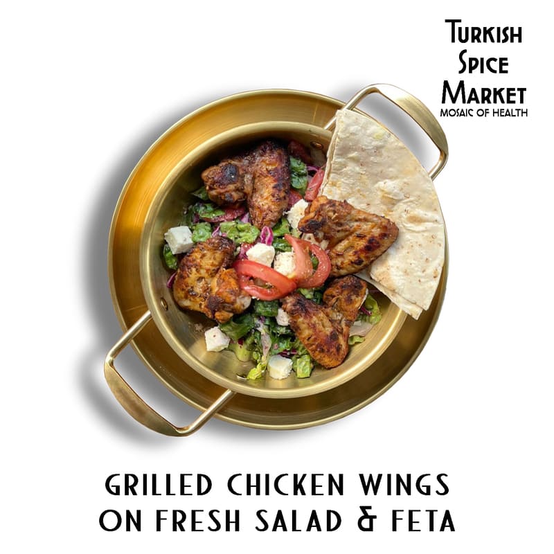Grilled chicken wings - chicken grilled wings jumbo 2 pcs with feta salad (120g)