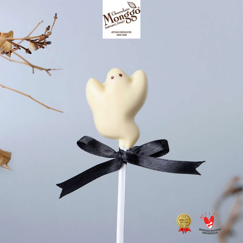Chocolate monggo halloween lollipop cokelat putih hantu casper white ghost lucu coklat hadiah anak logo