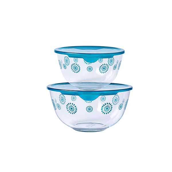Deco bowl set with lid set of 2 (1l + 2l)