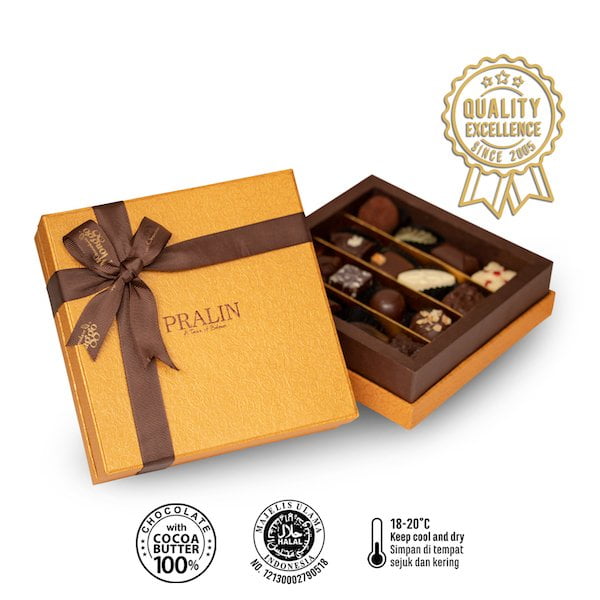 Chocolate pralines box - monggo chocolate belgian pralines box (215g|16pcs)