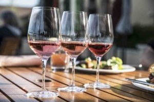 Three glasses of rose wine