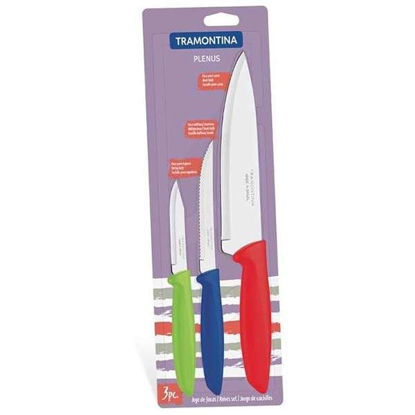 Tramontina 3 pcs knives set plenus colourful