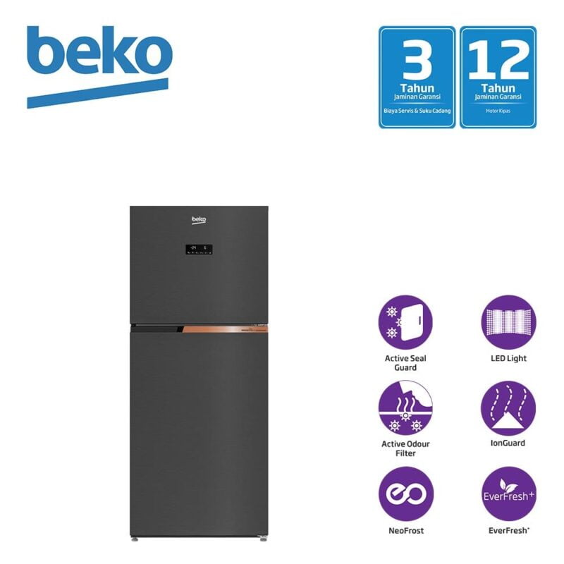 Beko fridge 2 doors inverter dark inox rdnt371e50vk 1