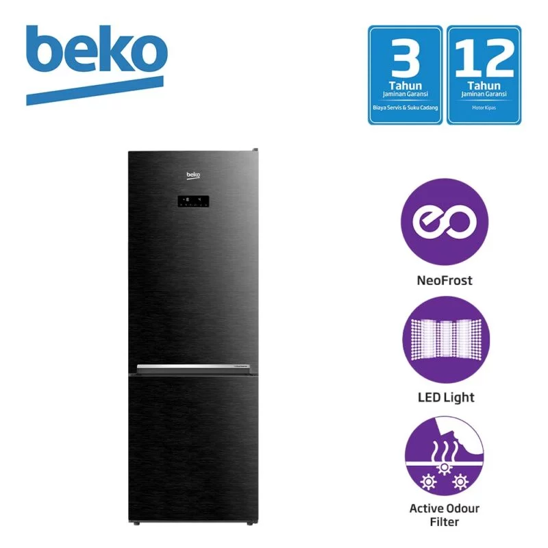 Beko fridge black - beko fridge 2-doors inverter wooden black rcnt340e50vzwb