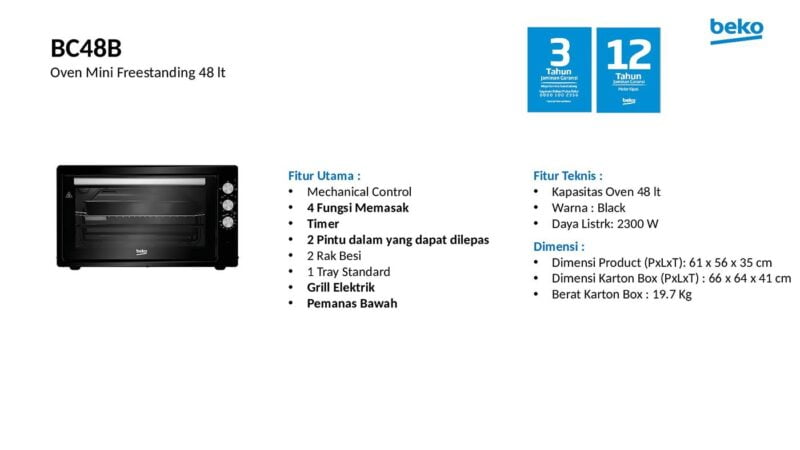 Beko mini oven black - beko mini electric oven black bc48b