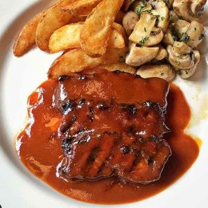 2-3 portions of beef brisket bbq sauce by chef arie, the beautiful art of grilling