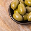 Menu giant green olives stones
