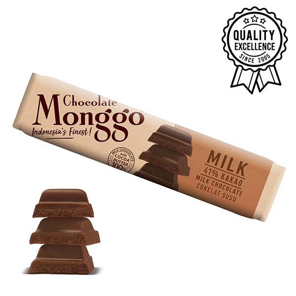 Milk chocolate cocoa - monggo milk chocolate 41% cocoa (40g)
