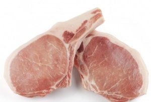 The photo of pork chops frozen