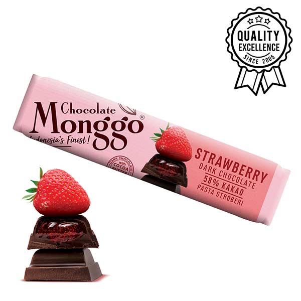 Strawberry dark chocolate bar - monggo strawberry dark chocolate bar (40g)
