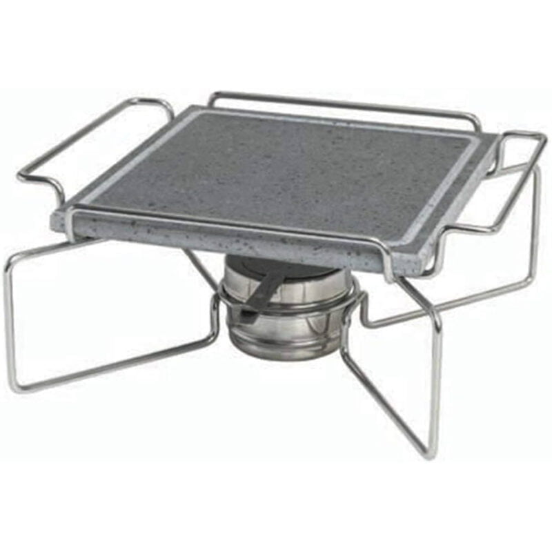 Square stone plate - pentole agnelli "square stone" plate with s/s 18/10 holder and fuel can bracket 25x25cm