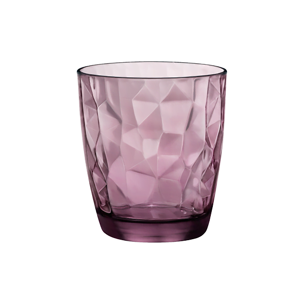 Purple glass tumbler - bormioli rocco "diamond" tumbler full mass color soda lime capacity: 300 cc purpple (pack of 6pcs)