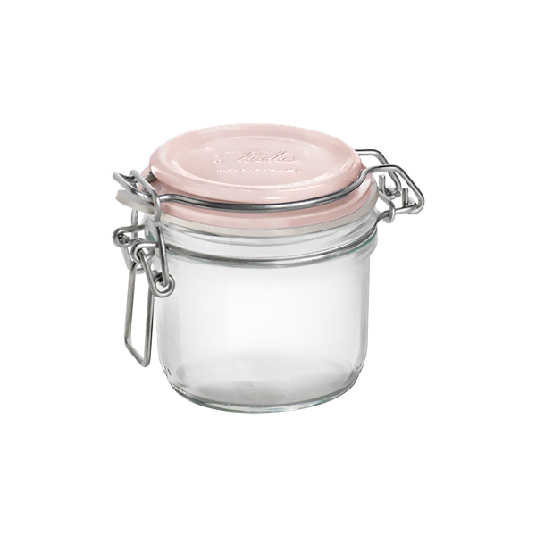 Pink fido jar - bormioli rocco "fido" jar logo pink soda lime capacity: 200 cc (pack of 6pcs)