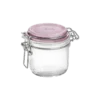 Pink fido jar - bormioli rocco "fido" jar logo pink soda lime capacity: 200 cc (pack of 6pcs)