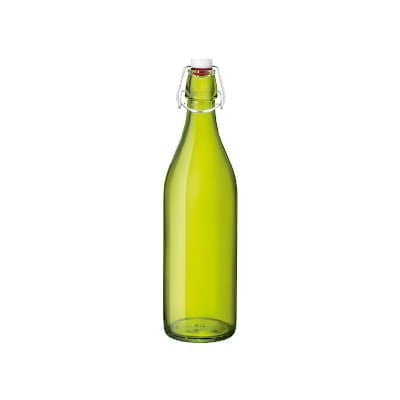 Green glass bottles - bormioli rocco "giara" bottle spry color soda lime capacity: 1000 cc green (pack of 6pcs)