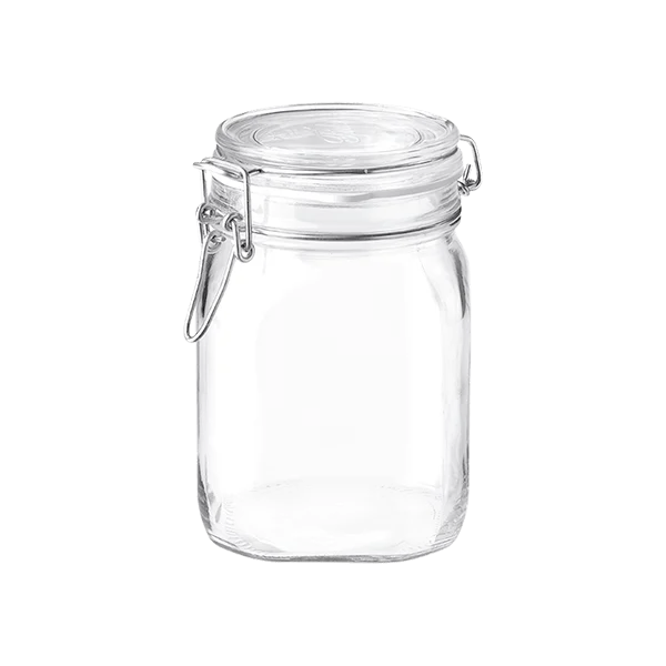 Fido jar set - bormioli rocco "fido" jar logo white soda lime capacity : 100 cl (pack of 6pcs)