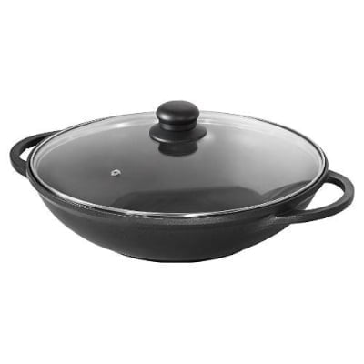 Abert wok induction - promab wok induction ø 32": aluminium die-cast with 2 handles and glass lid