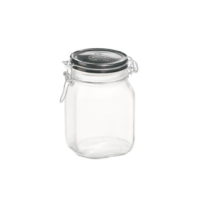 Fido jar black - bormioli rocco "fido" jar logo black soda lime capacity : 100 cl (pack of 6pcs)
