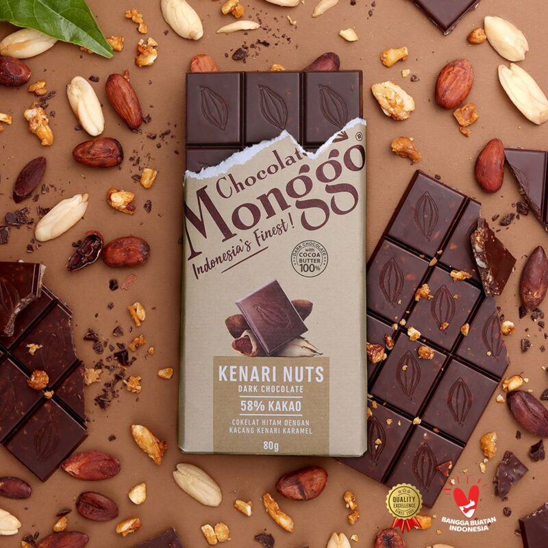 Chocolate tablet monggo - monggo kenari nuts chocolate tablet (80g)