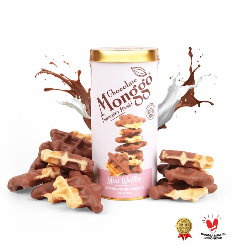 Mini waffle chocolate - chocolate monggo mini waffle milk chocolate 41%