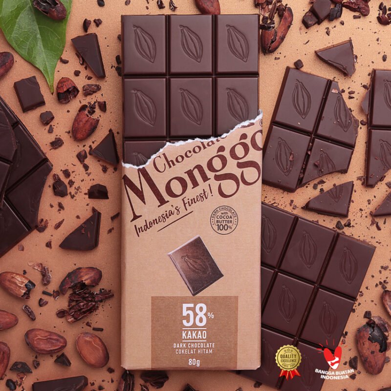 Dark chocolate tablet - monggo dark 58% chocolate tablet (80g)