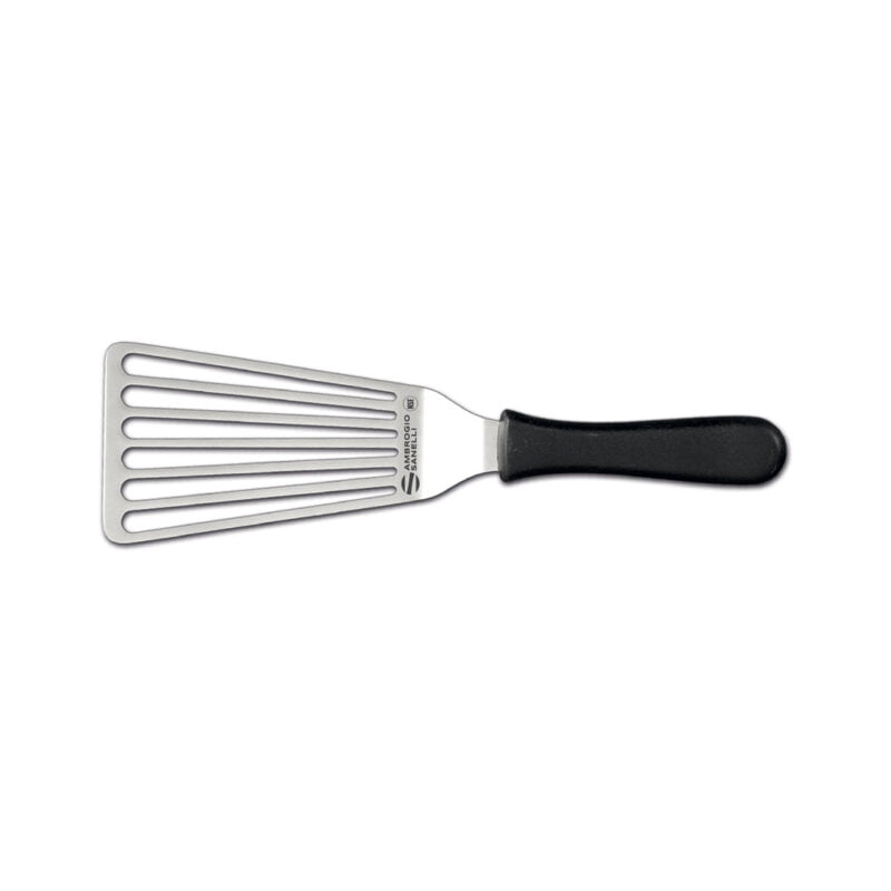 - ambrogio sanelli "slotted spatula" black tpe handle blade length: 17x9 cm